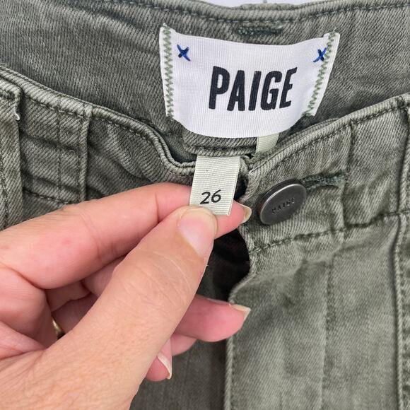 Paige Utility Joggers Womens Pants Sz 26 Olive Quiet Luxury Minimalist Ankle Zip - Picture 9 of 11